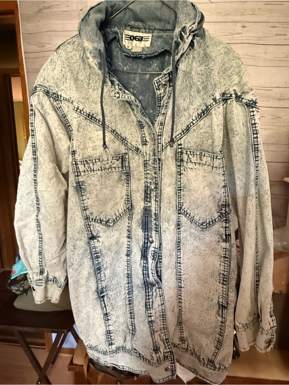 Deb Acid-Wash Denim Jacket in Faded Blue